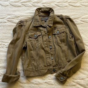 Womens BLANKNYC Brown Puffy Sleeve Jean Jacket Size Medium